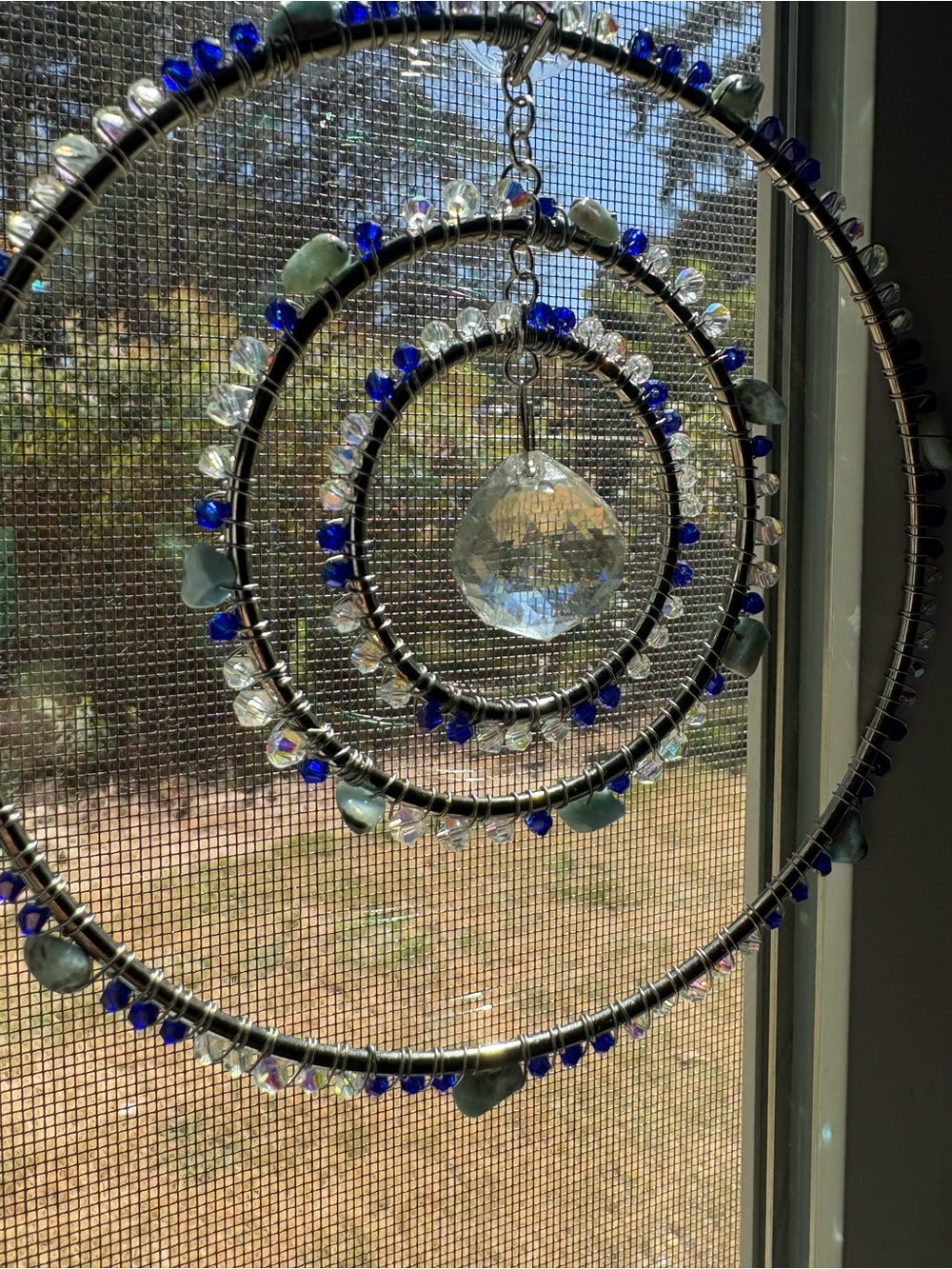 Handcrafted suncatcher with amazonite